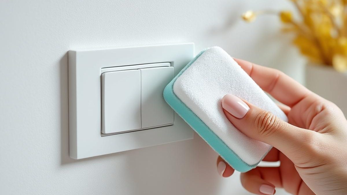 découvrez l’astuce surprenante de cette femme : en frottant une gomme magique sur ses interrupteurs jaunis, ils retrouvent leur blancheur éclatante en seulement 20 secondes. essayez cette méthode simple et efficace !