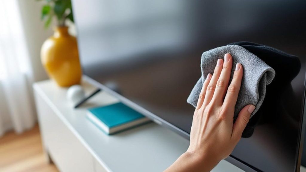 évitez d'endommager votre écran de télévision avec des produits inadaptés ! découvrez comment une simple chaussette microfibre sèche permet de nettoyer efficacement sans laisser de traces ni rayures.